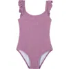Gottex Kids Palm Party Textured Square Neck Ruffle One Piece