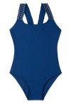 Gottex Kids Ruffle Love Scoop Neck One Piece In Blue