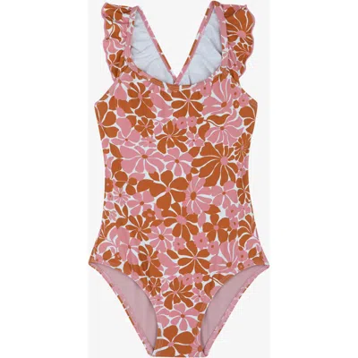 Gottex Kids Summer Memories Square Neck Ruffle One Piece In Brown