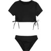 Gottex Kids Summer Rib Short Sleeve Side Tie Swim Set
