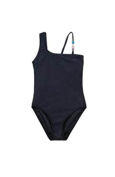 Gottex Kids Sun Beading Asymmetrical Beaded One Piece In Black