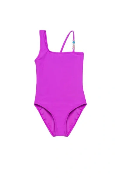 Gottex Kids Sun Beading Asymmetrical Beaded One Piece In Purple