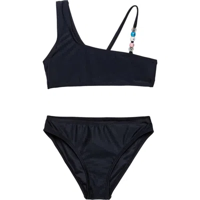 Gottex Kids Sun Beading Asymmetrical Beaded Swim Set In Black