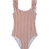 Gottex Kids Sweet Stripe Square Neck Ruffle One Piece In Multi
