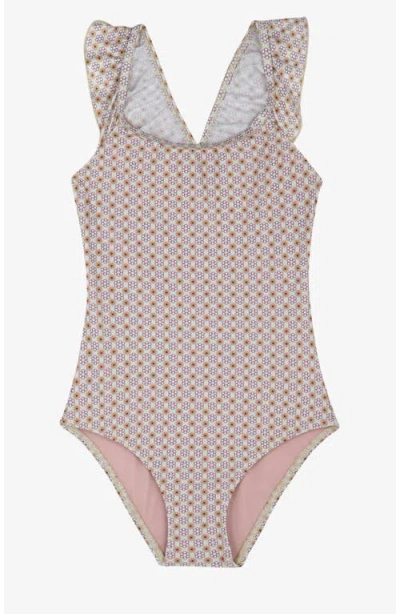 Gottex Kids Vacation Mode Square Neck Ruffle One Piece In Pink