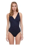 Gottex Lattice Surplice One Piece Swimsuit In Black