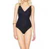 Gottex Lattice Surplice One Piece Swimsuit In Black In Blue