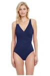 Gottex Lattice Surplice One-piece In Navy
