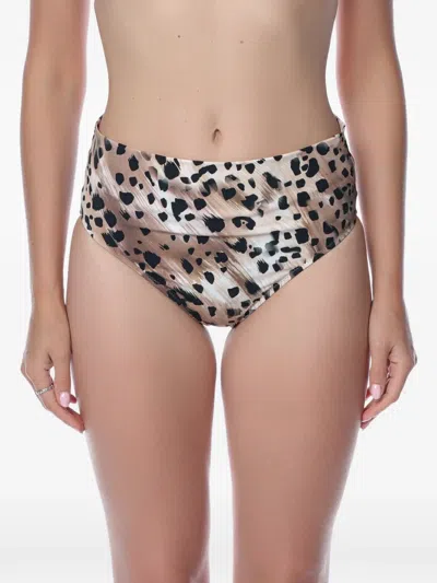 Gottex Leopard-print High-rise Bikini Bottom In Black