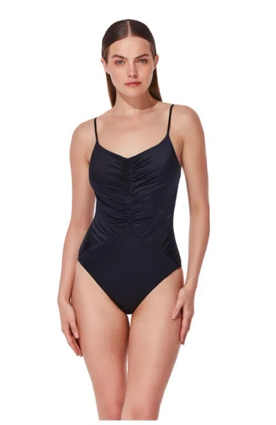 Gottex Mademoiselle V Neck Ruched One Piece In Black