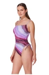 Gottex Marble Dream C-cup Square Neck One Piece In Purple