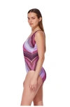 Gottex Marble Dream V-neck Surplice One Piece In Pink