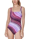 Gottex Marble Dreams Square Neck One Piece Swimsuit In Multi