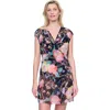Gottex Memories Of Capri Short Surplice Wrap Dress With Tie In Black Multi
