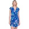 Gottex Memories Of Capri Short Surplice Wrap Dress With Tie In Blue Multi
