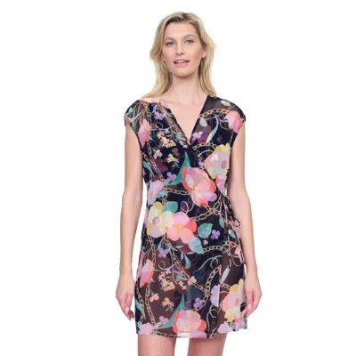 GOTTEX MEMORIES OF CAPRI SHORT SURPLICE WRAP DRESS WITH TIE