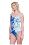 Gottex Memories Of Capri Square Neck Tank One Piece In Blue Multi