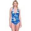 Gottex Memories Of Capri V-neck Halter One Piece In Blue Multi