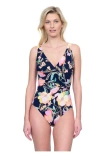 Gottex Memories Of Capri V-neck Surplice One Piece In Black Multi