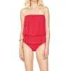 Gottex Mesh Blouson Bandeau One Piece Swimsuit In Lattice Red In Multi