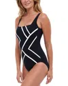 Gottex Essentials Square Neck High Back One Piece Swimsuit In Mirage Black In Black