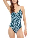 Gottex Miss Butterfly Lingerie V-neck Surplice One-piece In Blue Multi