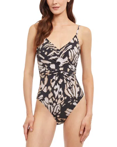 Gottex Miss Butterfly Lingerie V-neck Surplice One-piece In Black