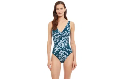 Gottex Miss Butterfly V-neck Twist One Piece In Blue