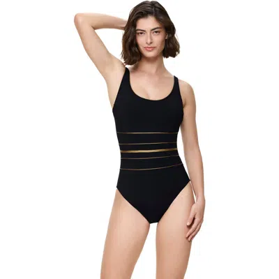 Gottex Modern Lux Scoop Neck One Piece Swimsuit In Black