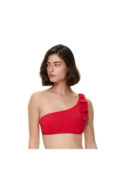 Gottex Modern Muse One Shoulder Bikini Top In Red