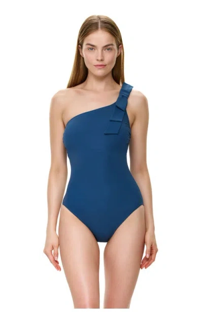 Gottex Modern Muse One Shoulder One Piece In Blue