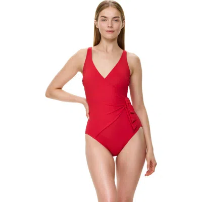 Gottex Modern Muse Surplice One Piece In Red