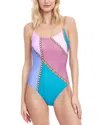 Gottex Modern Shades Lingerie Strap One Piece Swimsuit In Blue