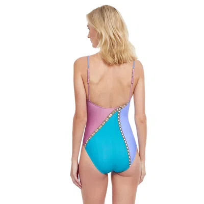 Gottex Modern Shades Lingerie Strap One Piece Swimsuit In Blue
