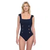Gottex Monte Carlo Cap Sleeve Square Neck One Piece Swimsuit In Black