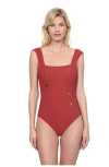 Gottex Monte Carlo Cap Sleeves Square Neck One Piece In Paprika