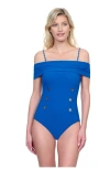 Gottex Monte Carlo Off Shoulder One Piece In Cobalt
