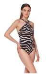 Gottex Nambiti High Neck Twist One Piece In Animal Print