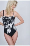Gottex Natures Beauty Lingerie Strap One Piece Swimsuit In Black White
