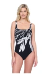 Gottex Natures Beauty Lingerie Strap One Piece Swimsuit In Black White
