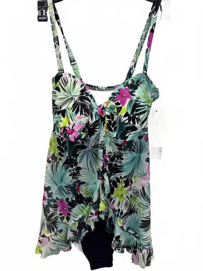 Gottex One Piece Flyaway Bandeau Dress In Green Multi