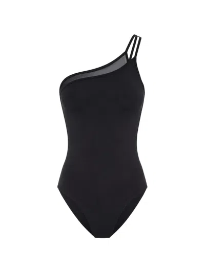 Gottex One-shoulder Mesh-panel Swimsuit In Black
