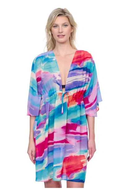 Gottex Palma De Mallorca V-neck Beach Dress With Adjustable Tie In Multi