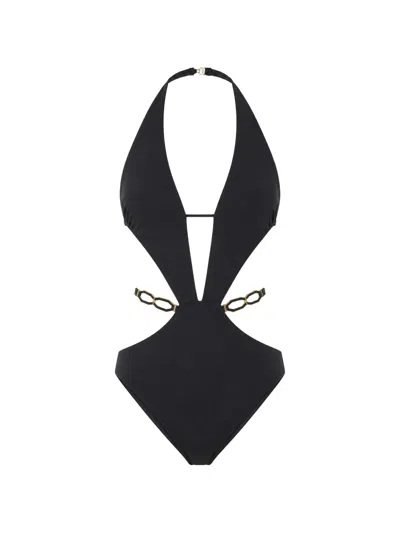 Gottex Pearl Cut-out Chain-link Swimsuit In Black