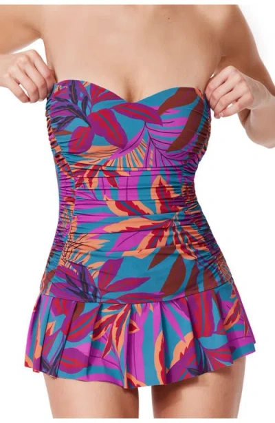 Gottex Plantopia Bandeau Swimdress In Blue
