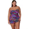 Gottex Plantopia Plus Size Bandeau Swimdress In Multi