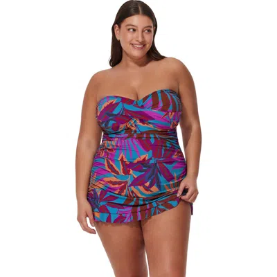 Gottex Plantopia Plus Size Bandeau Swimdress In Multi