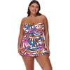 Gottex Plantopia Plus Size Bandeau Swimdress In Multi