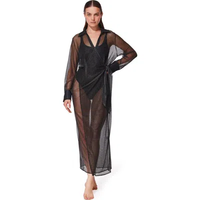 Gottex Pretty Women Mesh Wrap Dress Cover-up In Black