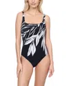 Gottex Natures Beauty Lingerie Strap One Piece Swimsuit In Black/white